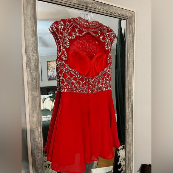 Beaded Red Dress Perfect for Homecoming or formal event! - Picture 3 of 4
